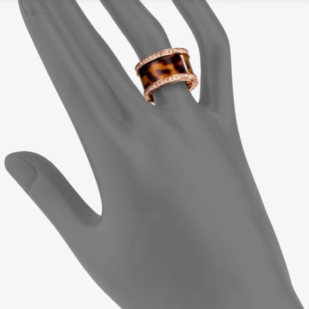 Michael Kors Tortoise Barrel Ring Silver - Picture 7 of 8
